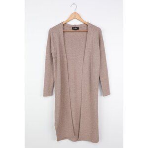 Lulus Through The Seasons Heather Taupe Ribbed Knit Cardigan Sweater - Size XS